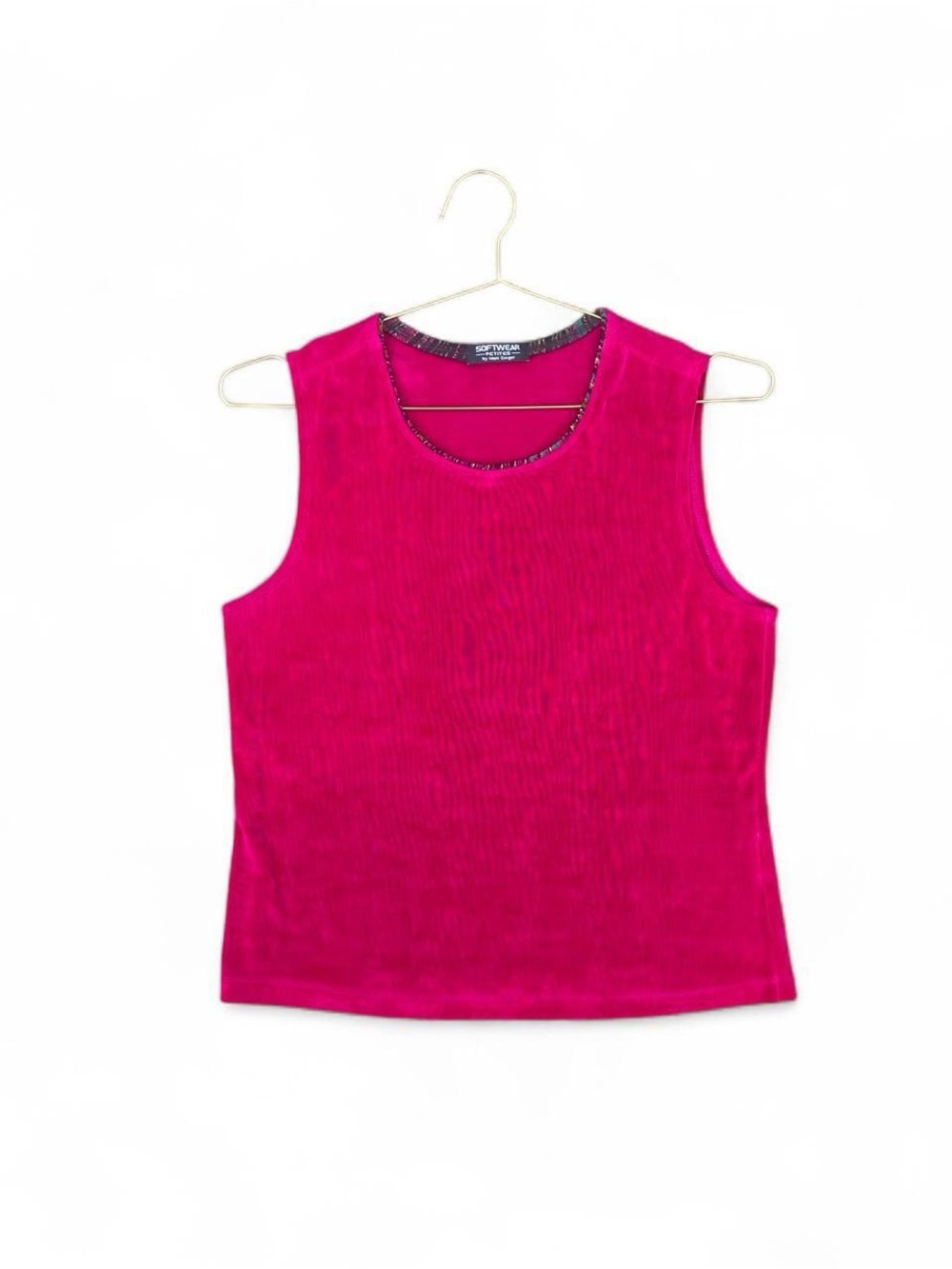 Vintage 90s Fuchsia Slinky Tank Top Softwear Mark Singer L